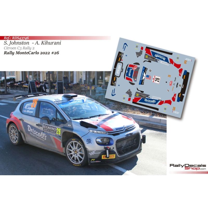 Sean Johnston - Citroen C3 Rally 2 - Rally MonteCarlo 2022